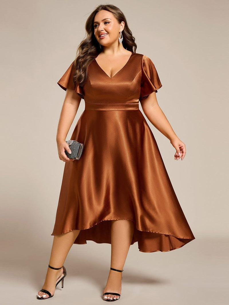 pretty SCARLEN|Plus Size Satin Midi Wedding Guest Dress with Pockets