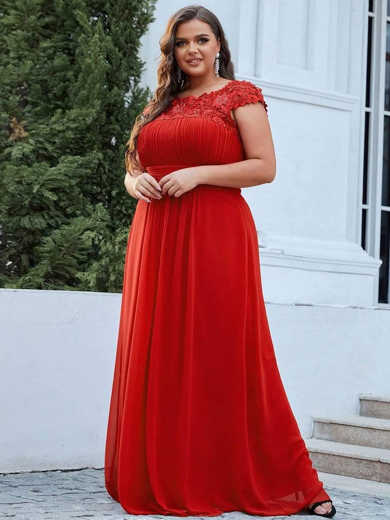 Plus Size Elegant Flattering Maxi Bridesmaid Dress