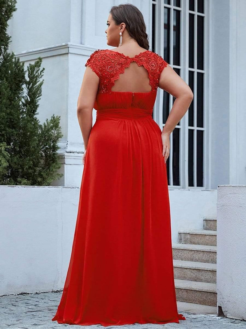 Plus Size Elegant Flattering Maxi Bridesmaid Dress
