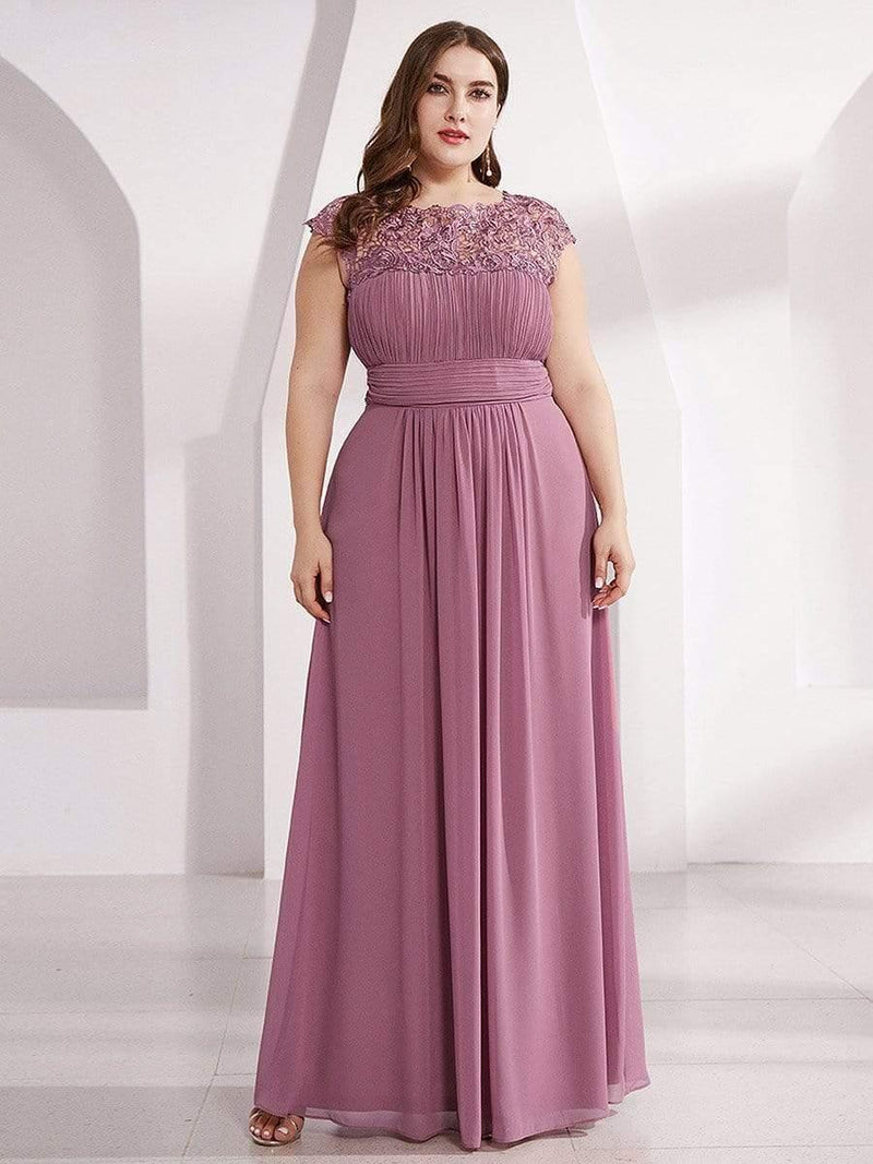 Plus Size Elegant Flattering Maxi Bridesmaid Dress