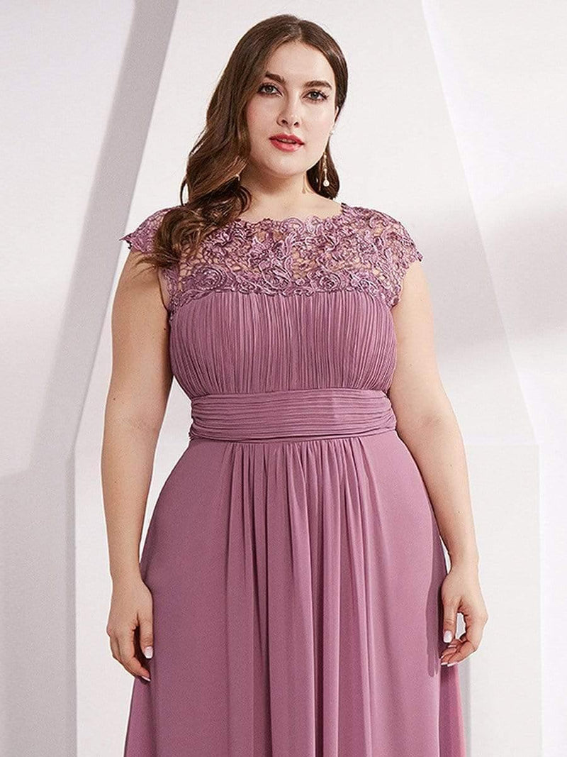 Plus Size Elegant Flattering Maxi Bridesmaid Dress