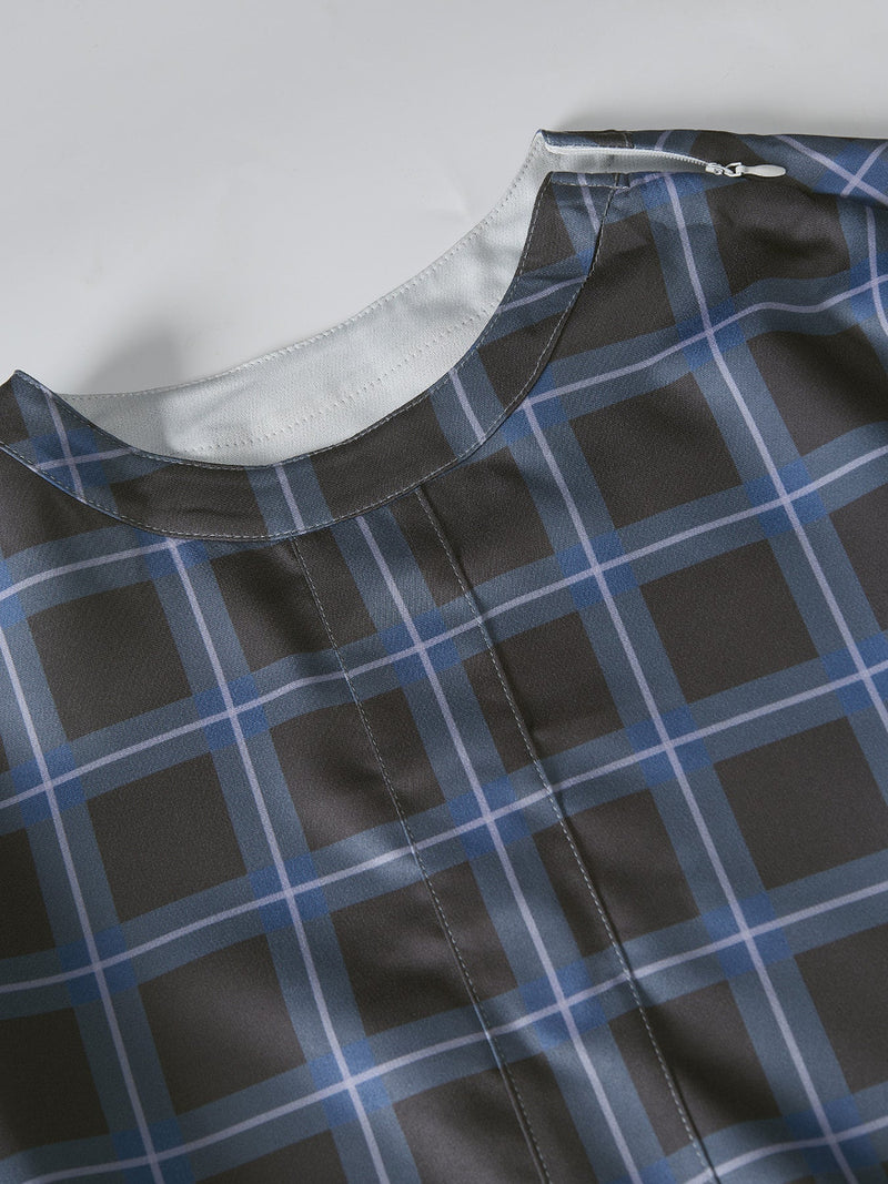 Plus Size Black Plaid Printed Long Sleeve Men's Set