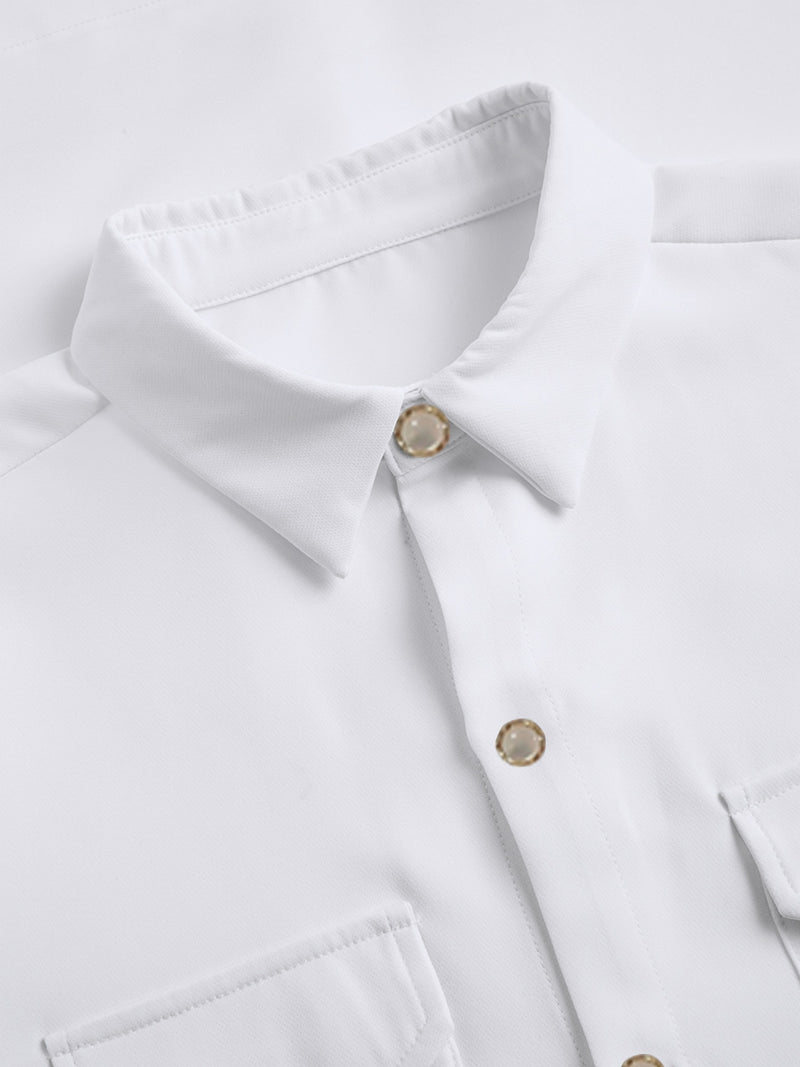 Plus Size Minimalist Long Sleeve Button Men's Set