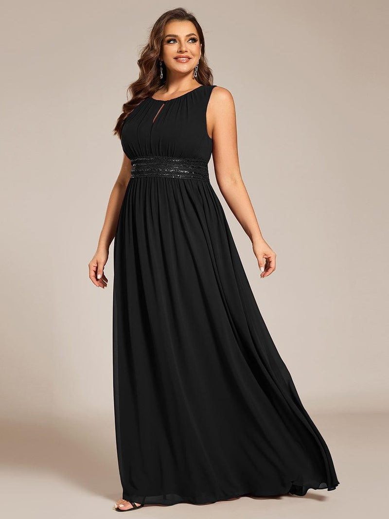 pretty KALIA|Plus Size Hollow Out Sleeveless Empire Waist Chiffon Bridesmaid Dress