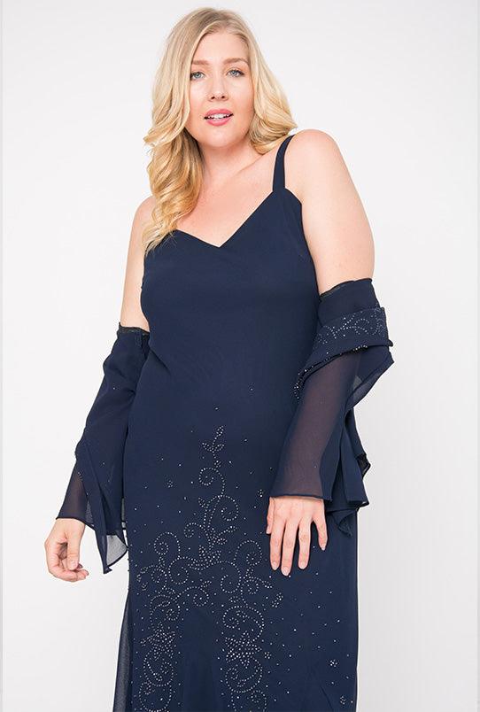 R&M Richards 358260 Plus Size Long Mother Of The Bride Dress