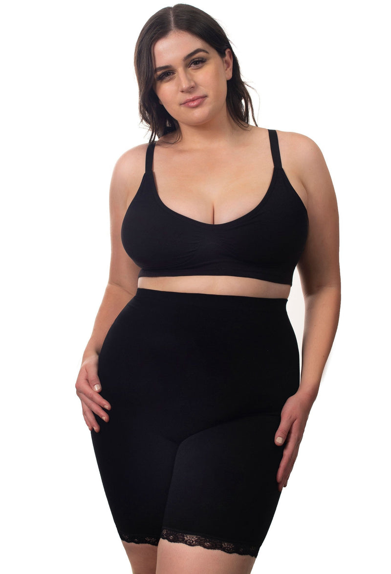 Plus Size Anti Chafing High Rise Long Cotton Rich Shorts - 3 Pack