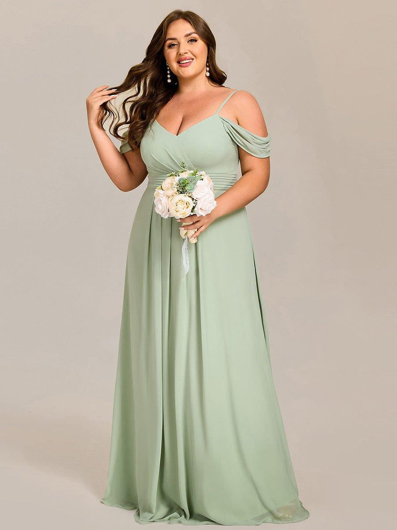 pretty LIANNE|Plus Size Multiway A-Line Off the Shoulder Chiffon Maxi Bridesmaid Dress
