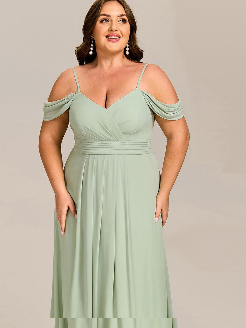pretty LIANNE|Plus Size Multiway A-Line Off the Shoulder Chiffon Maxi Bridesmaid Dress