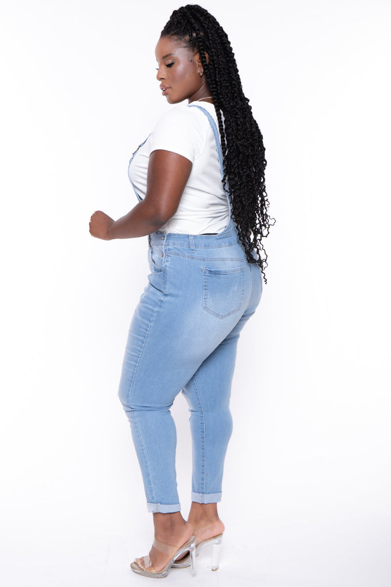 Plus Size Kai Denim Overalls -  Light Wash