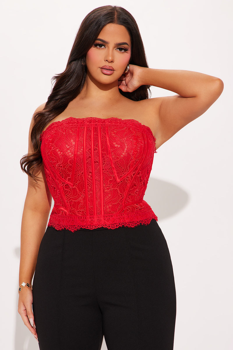 Pure Connection Lace Corset Top - Red