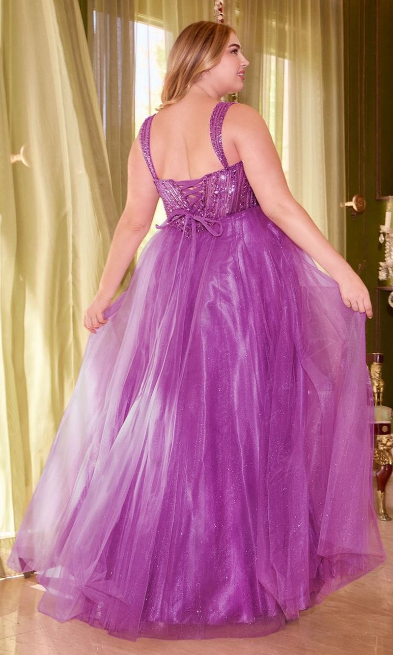 Plus-Size Sequin-Bodice Long Prom Dress CD0217C