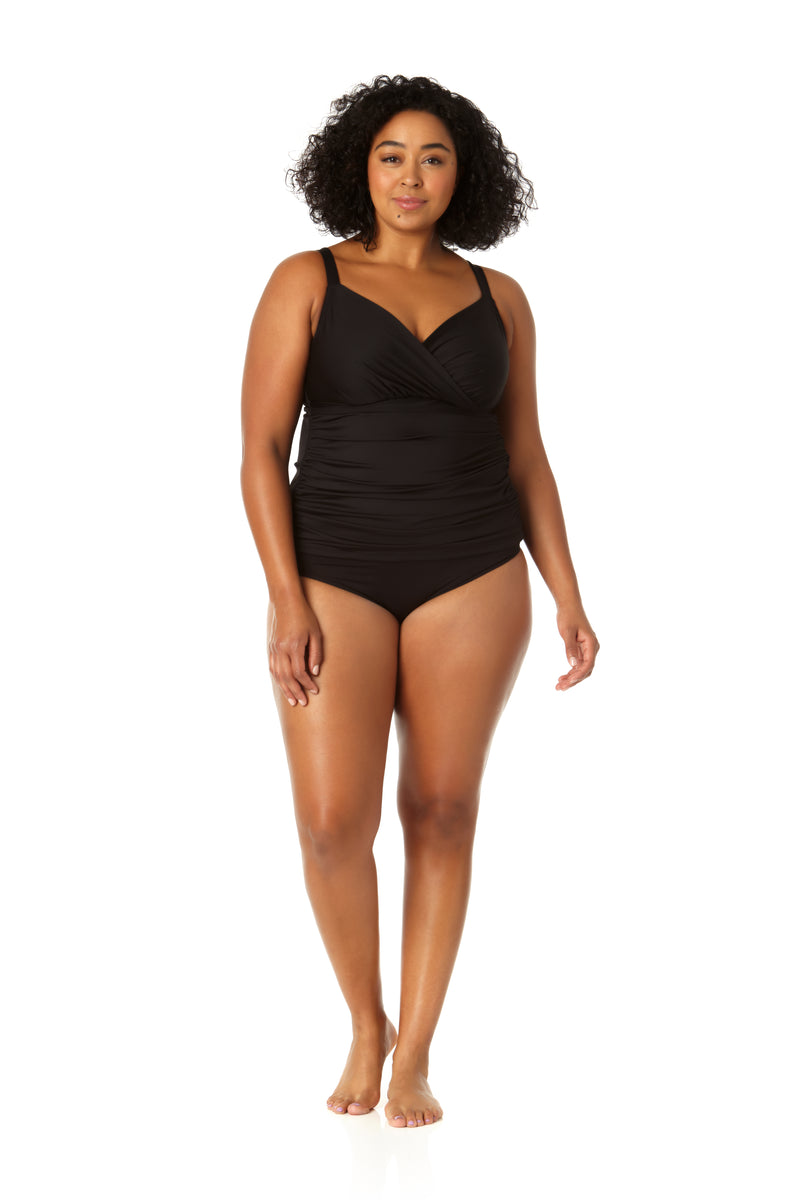 Women's Plus Size Live In Color Twist Front Underwire Tankini Swim Top