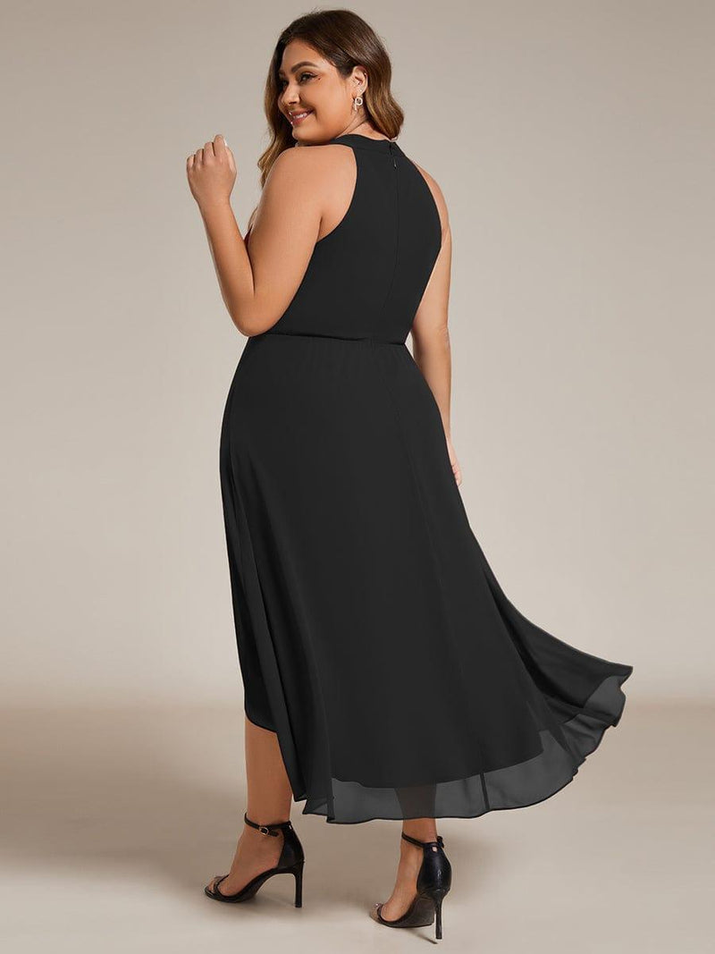 pretty POSIE|Plus Size Chiffon Sleeveless Halter Neck Midi Wedding Guest Dress