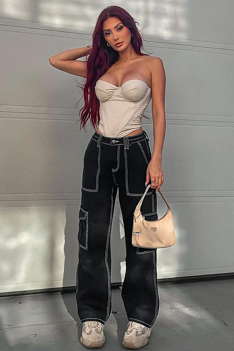 Bae For Tonight Faux Leather Corset Top - Nude