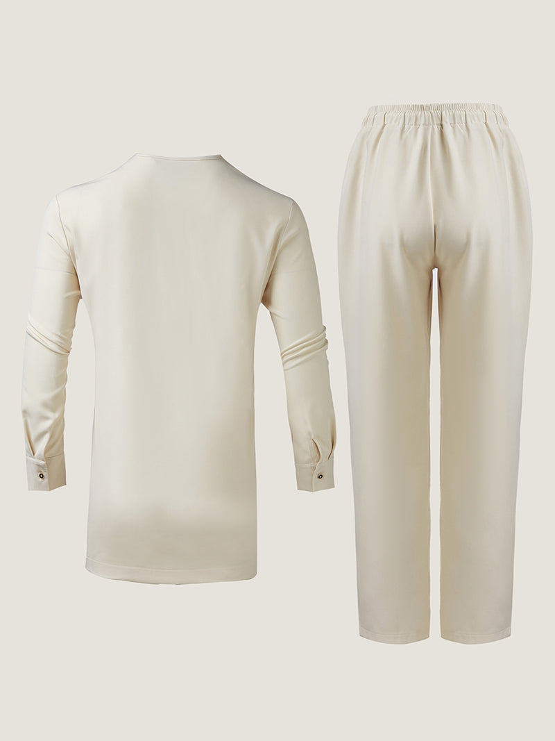 Plus Size Embroidered Long Sleeve Men's Set
