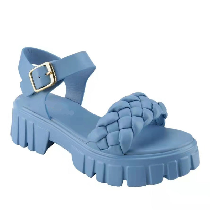 Plus Size Women's Platform Woven Buckle Sandals