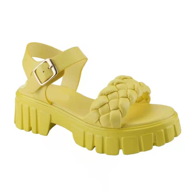 Plus Size Women's Platform Woven Buckle Sandals