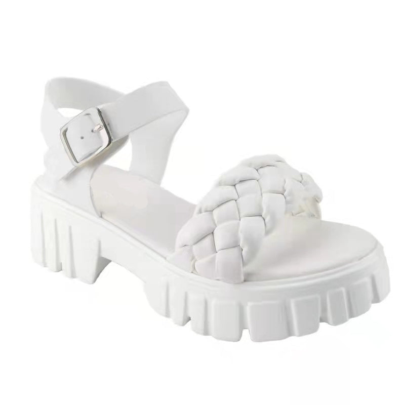 Plus Size Women's Platform Woven Buckle Sandals