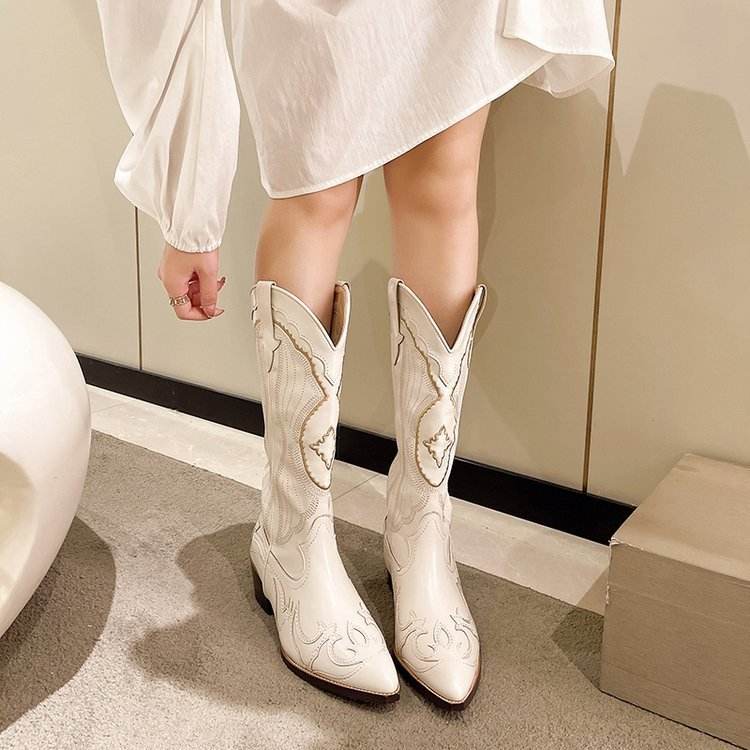 Buycenter Plus Size Cowboy Boots for Women - Pointed Toe, High Heel