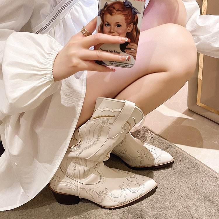 Buycenter Plus Size Cowboy Boots for Women - Pointed Toe, High Heel