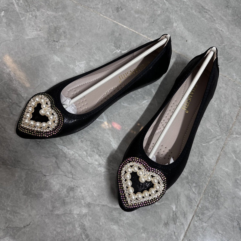 Petite to Plus Size Dressy Hearts Pointed Ballet Flats (34-45)