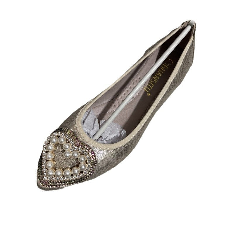 Petite to Plus Size Dressy Hearts Pointed Ballet Flats (34-45)