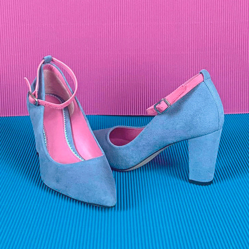 Women's Florence Pointed Toe Leather Heels Wide Plus Size Orchid Fucsia 4778