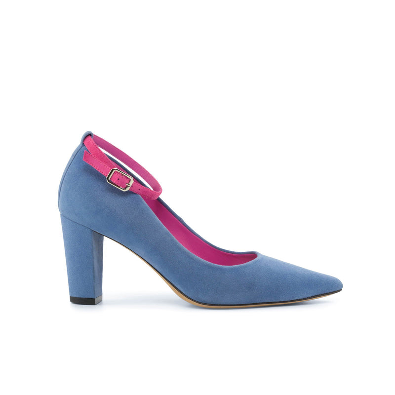 Women's Florence Pointed Toe Leather Heels Wide Plus Size Orchid Fucsia 4778