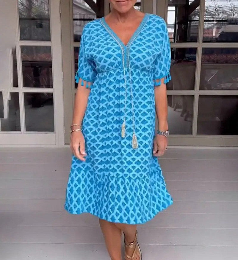 Plus Size Women's Clothing Dress V-neck French Style