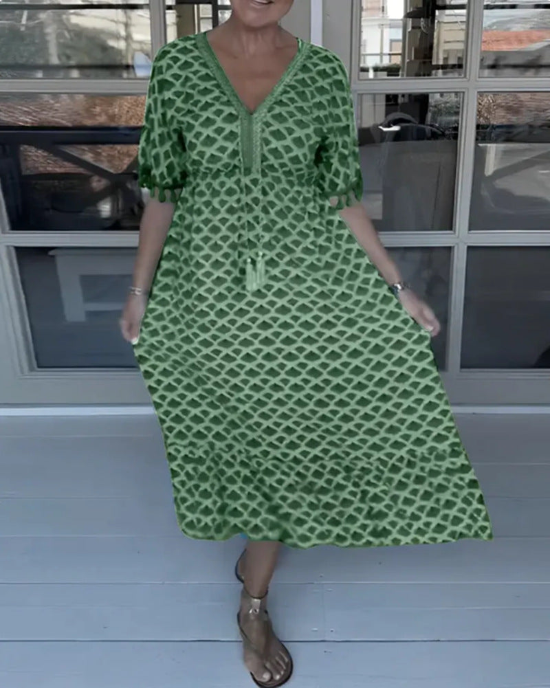 Plus Size Women's Clothing Dress V-neck French Style