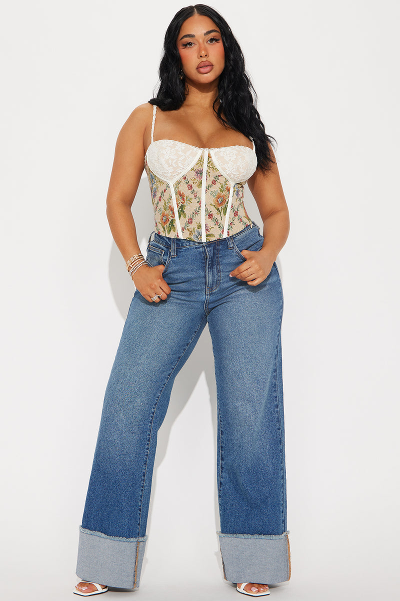 Invite Me Out Jacquard Corset Top - Taupe/combo