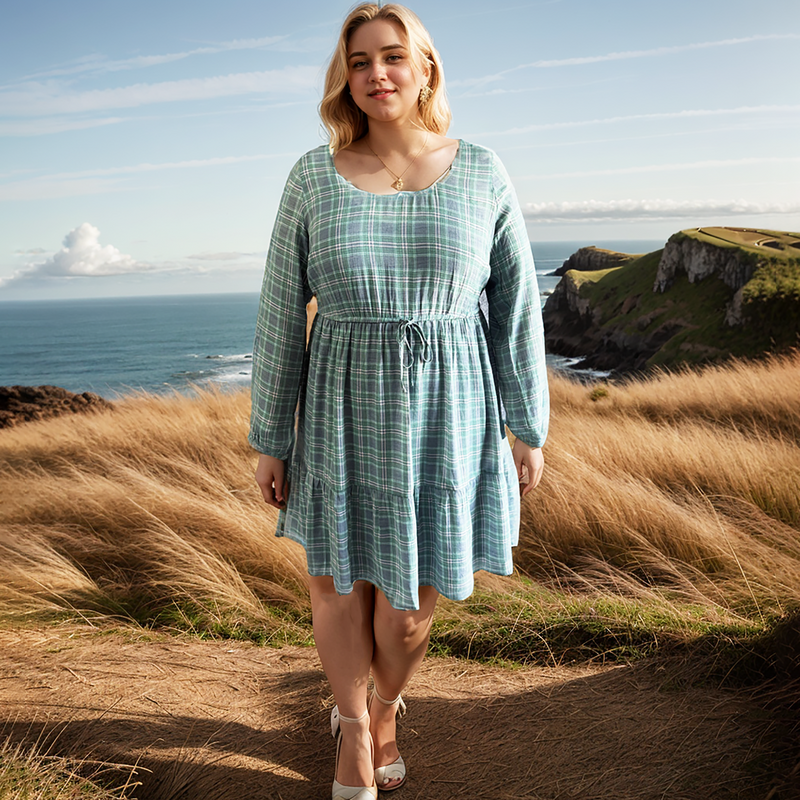 Plus Size Clothing High Quality Affordable Bamboo Lattice Two-piece Set Dress