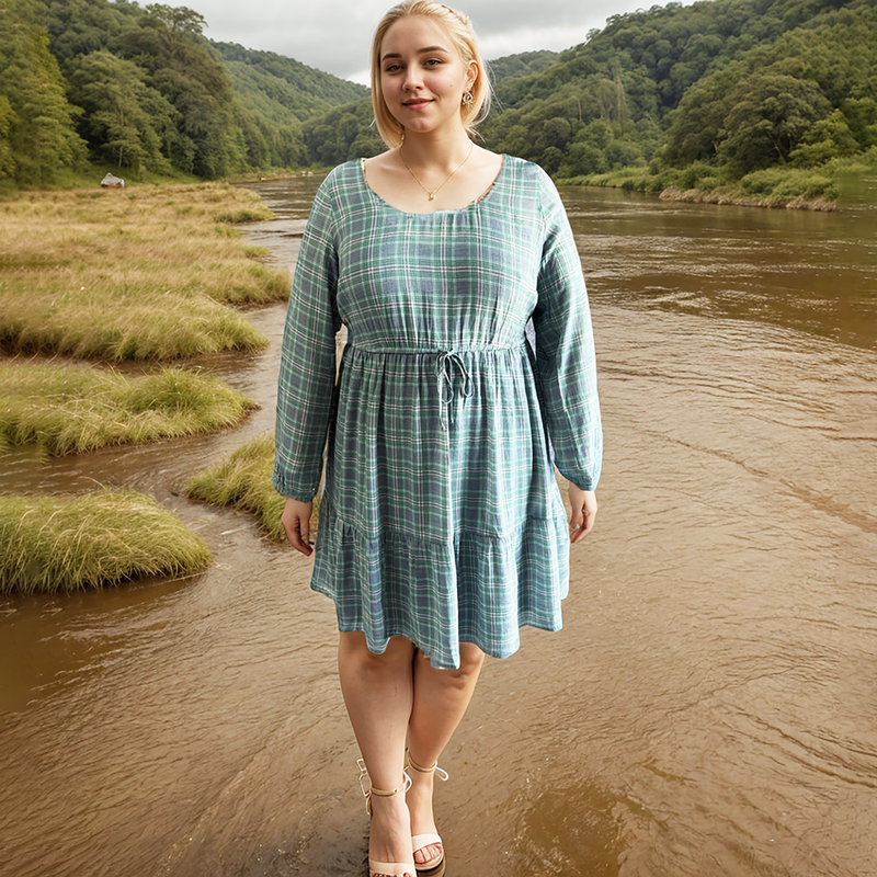 Plus Size Clothing High Quality Affordable Bamboo Lattice Two-piece Set Dress