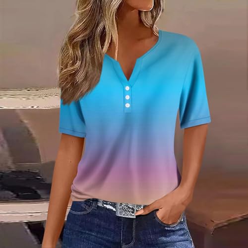 Cotton Summer Tops for Women Spring Tops for Women 2024 Summer Outfits for Teens Summer Tops Trendy Womens Plus Size Summer Clothes Women Tunic Shirts Royal Blue Tops for Blue XL
