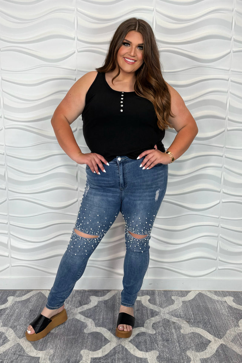 60 SV-P  {Can You Feel It} Black Ribbed Tank Top PLUS SIZE 1X 2X 3X