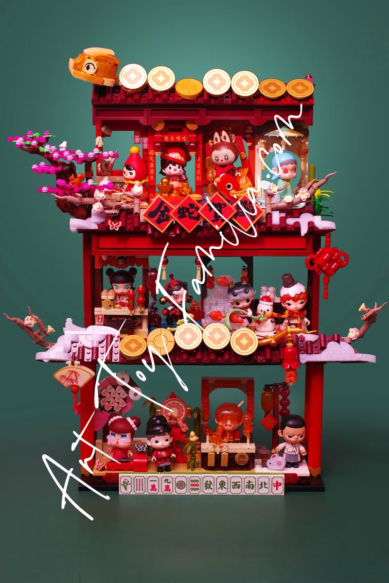 Wealthy Snake's New Year Celebration - Fortunate Hand Series Block Figures - 金蛇贺岁-新年好牌系列