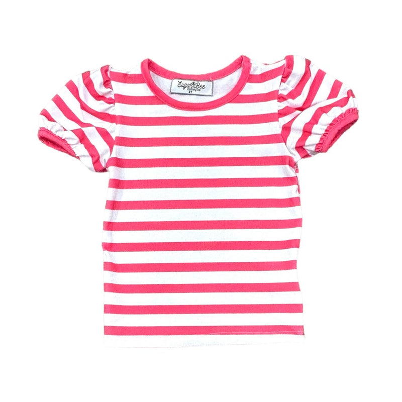 Puff Sleeve Tee - Magenta Stripe