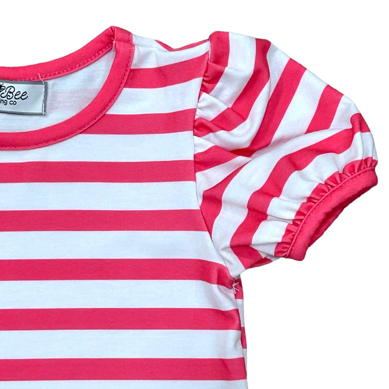 Puff Sleeve Tee - Magenta Stripe