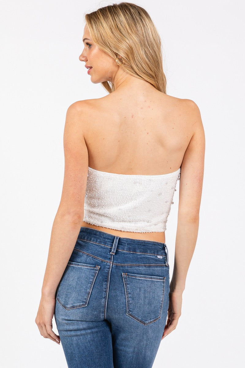 Pearl Embellished Tube Top