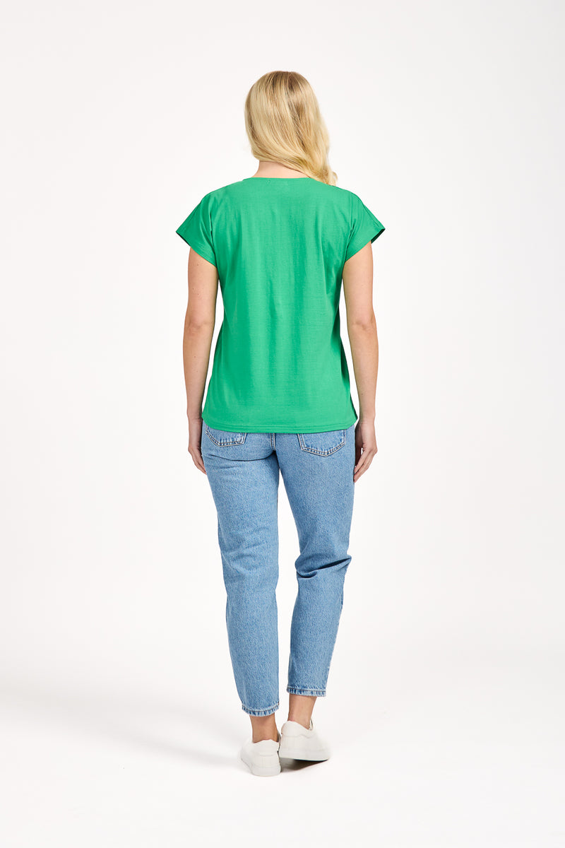 Embellished Glitter Leaf Print Top