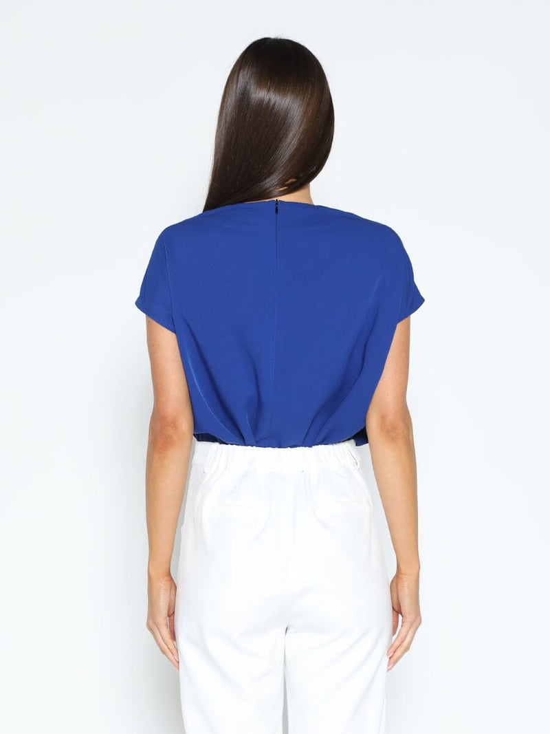Pearl Embellished Neckline Short Sleeve Top