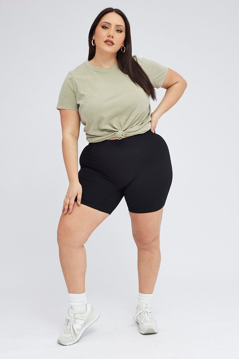 Green T-shirt Short Sleeve Crew Neck