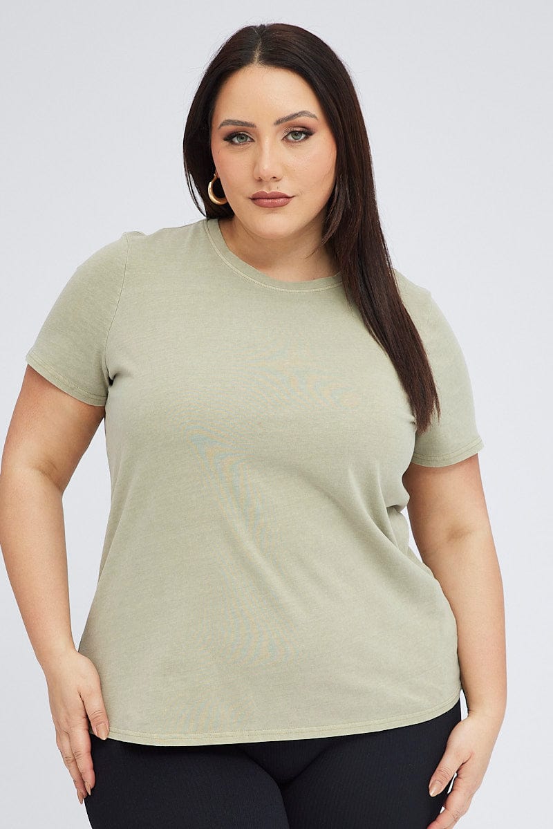 Green T-shirt Short Sleeve Crew Neck