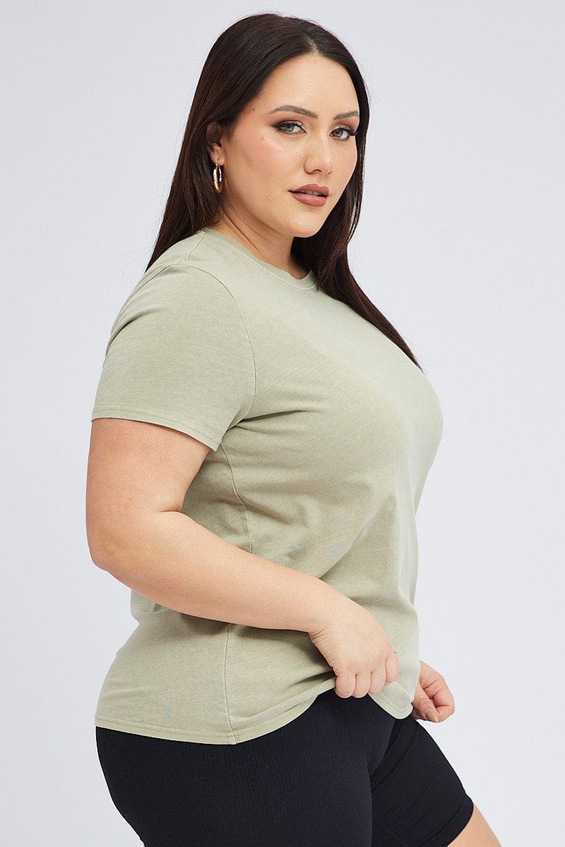 Green T-shirt Short Sleeve Crew Neck