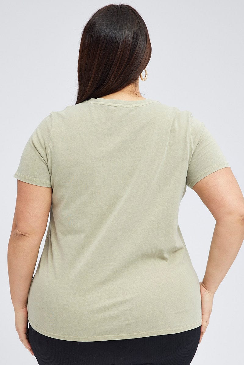 Green T-shirt Short Sleeve Crew Neck