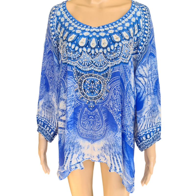 Silk Embellished Gypsy Top -Amalfi