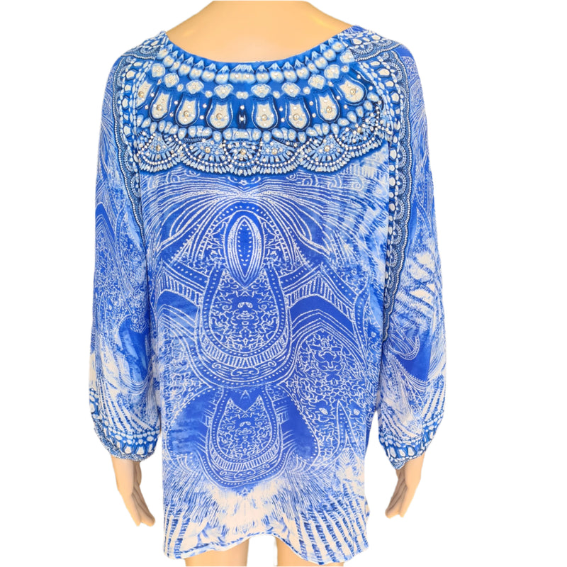 Silk Embellished Gypsy Top -Amalfi