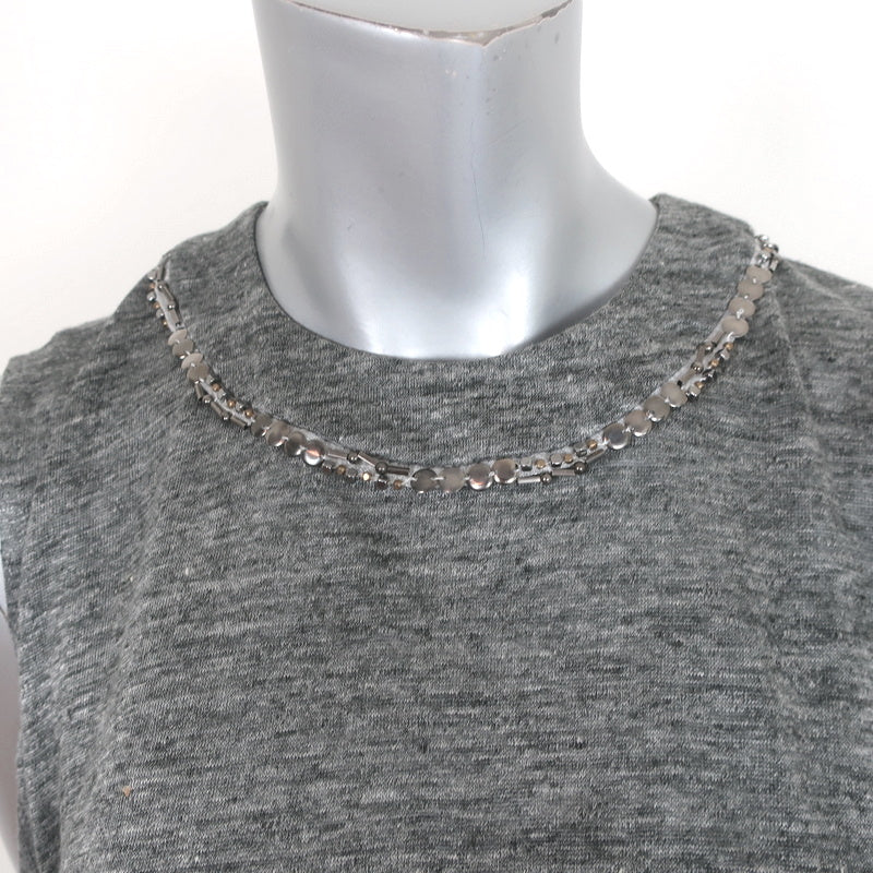 SEA New York Embellished Peplum Tank Gray Linen Jersey Size Small Sleeveless Top