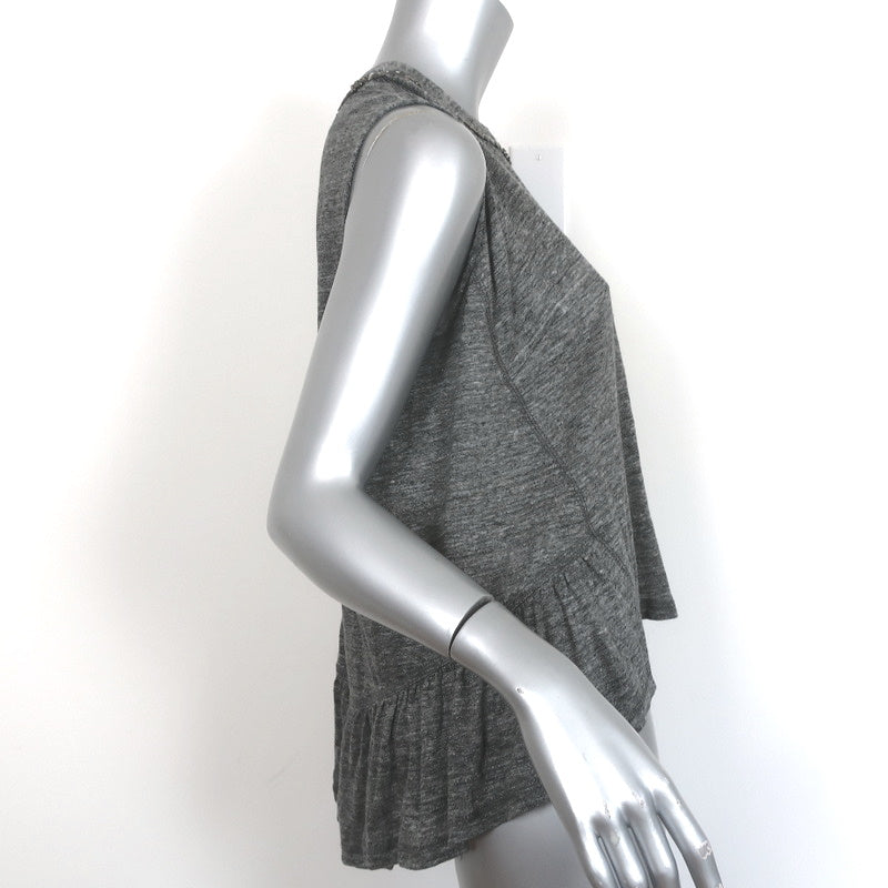 SEA New York Embellished Peplum Tank Gray Linen Jersey Size Small Sleeveless Top