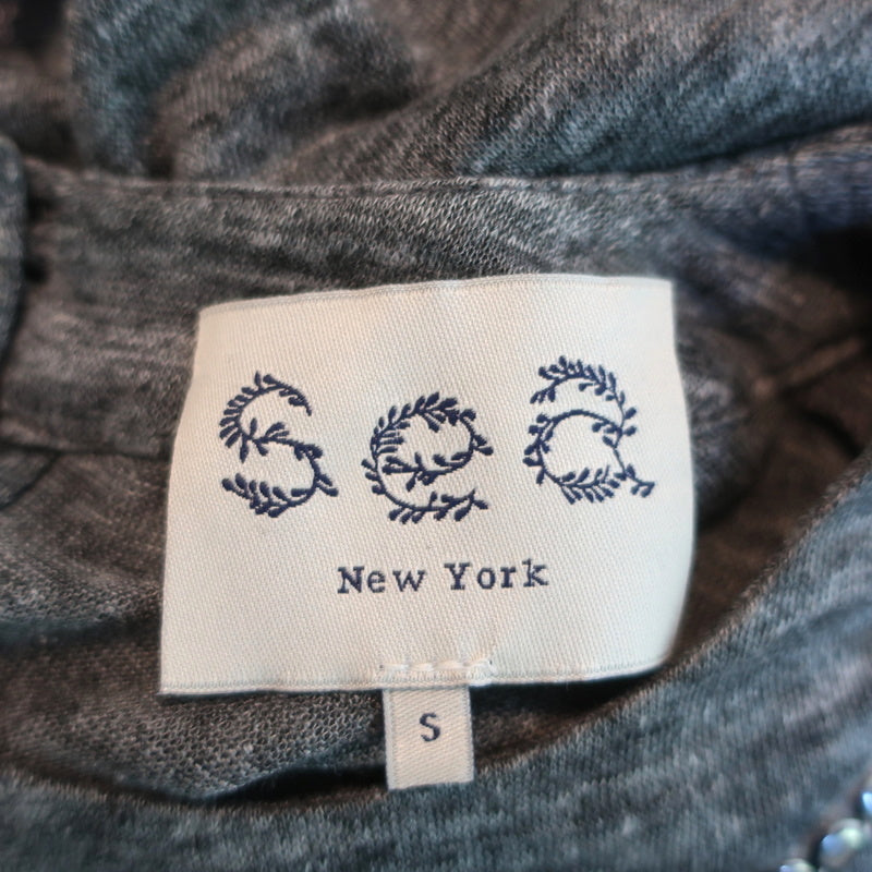 SEA New York Embellished Peplum Tank Gray Linen Jersey Size Small Sleeveless Top